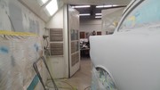 Interior side view of paint booth
