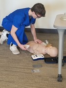 Fire Rescue EMR Student doing CPR demonstration
