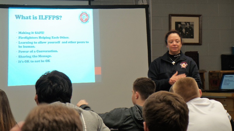 Mary Robbins, Manteno Firefighter/Paramedic speaks to KACC Students about Northern Illinois Fire Fighter Peer Support Team