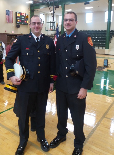Aaron and Noah Hubly, sons of fallen firefighter, Chief Matthew Hubly.  Not only was Chief Hubly with the Kankakee Township Fire Protection District, he served as a Fire-Safety Instructor here at KACC.