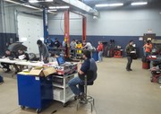 Section 3 Students undergoing basic automotive electrical theory testing.