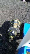 Fire-Rescue-EMR students undergoing SCBA training on the preschool lab playground.