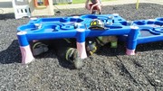 Fire-Rescue-EMR students undergoing SCBA training on the preschool lab playground.