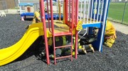 Fire-Rescue-EMR students undergoing SCBA training on the preschool lab playground.