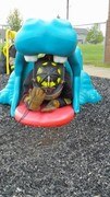 Fire-Rescue-EMR students undergoing SCBA training on the preschool lab playground.