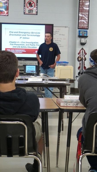 Austin Morse speaking to Fire-Rescue-EMR Students