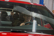 Look through the dashboard to a student sitting inside the Ford Explorer