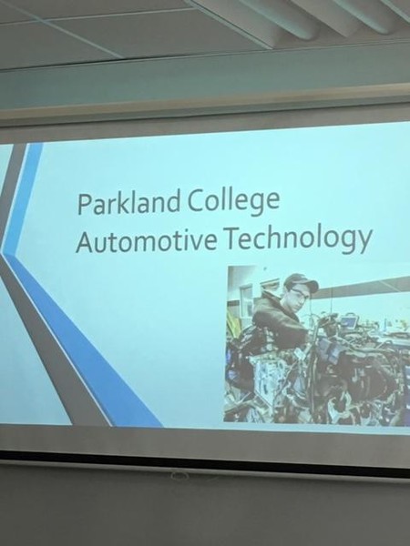 Sign says Parkland College Automotive Technology
