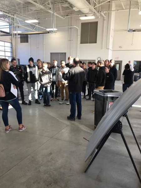 Students taking tour of Parkland College Auto Technology Program.