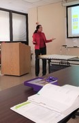 Melinda Mattox giving a presentation during class.