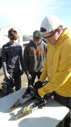 Picture of KACC Student utilizing Jaws of Life to pick up an Egg