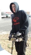 Picture of KACC Student utilizing Jaws of Life to pick up an Egg