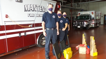 Pictured from Left to right are Lt. Adam McCrudy, Firefighter/Paramedic Nick Vallos and Firefighter/Paramedic Noah Hubly. Fun Fact: Noah is KACC alumni!